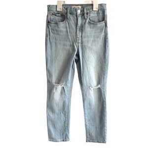 Madewell The High Rise Slim Crop Boy Jean Ripped Knee Edition